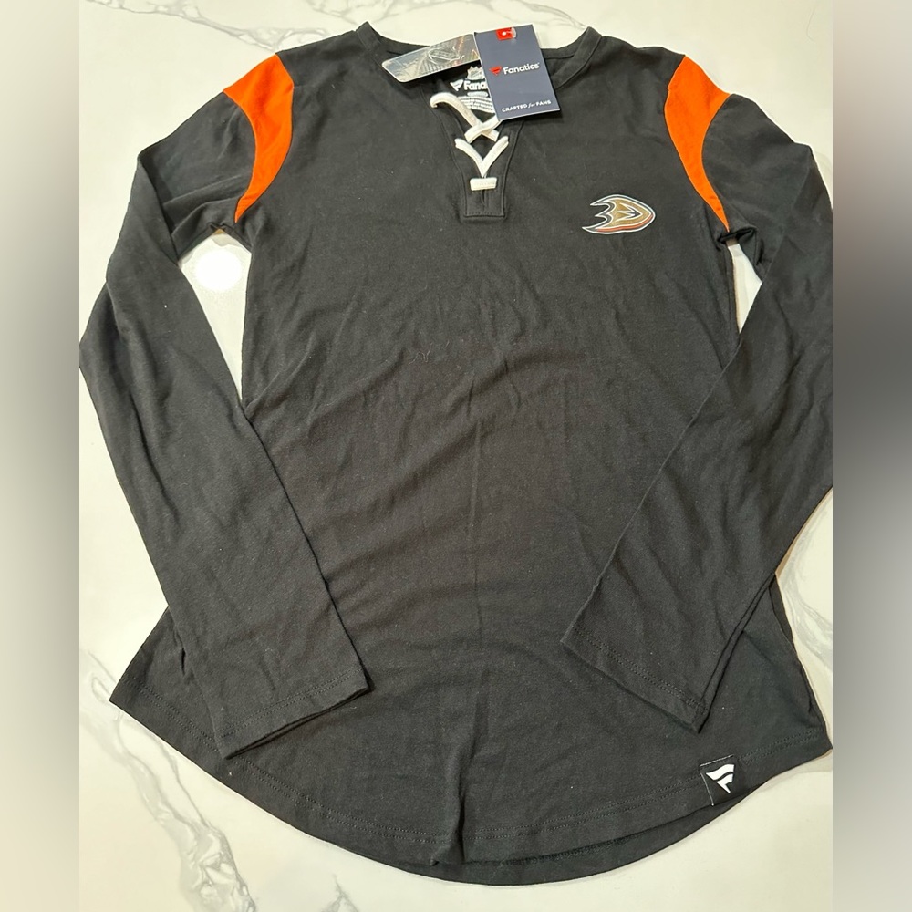 Anaheim Ducks Fanatics Women’s Long Sleeve Shirt Retails For $50